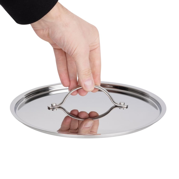 Vogue Stainless Steel & Aluminium Tri-Wall Stew Pan Lid 240mm