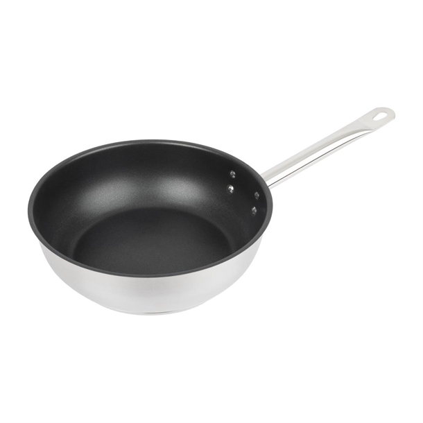 Vogue Stainless Steel Non-Stick Teflon Platinum Plus Sauté Pan 240mm
