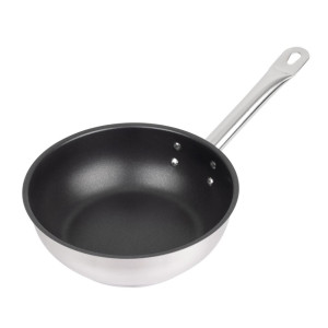 Vogue Stainless Steel Non-Stick Teflon Platinum Plus Sauté Pan 200mm