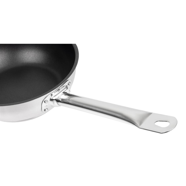Vogue Stainless Steel Non-Stick Teflon Platinum Plus Sauté Pan 200mm