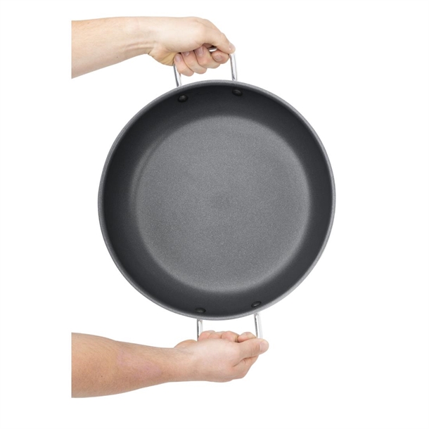 Vogue Aluminium Non-stick Teflon Platinum Plus Paella Pan 35cm