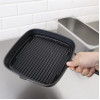 Vogue Square Cast Iron Ribbed Skillet Pan 241mm