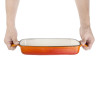 Vogue Orange Rectangular Cast Iron Dish 1.8Ltr
