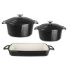 Vogue Cook Like A Pro 3-Piece Cast Iron Casserole Dish Set