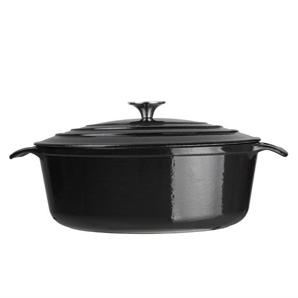 Vogue Black Oval Casserole Dish 5Ltr