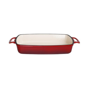 Vogue Red Rectangular Cast Iron Dish 1.8Ltr