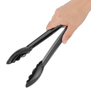 Nisbets Essentials 119mm Polycarbonate Tongs Black (6 Pack)