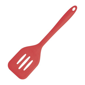 Vogue Silicone Slotted Spatula Red 310mm