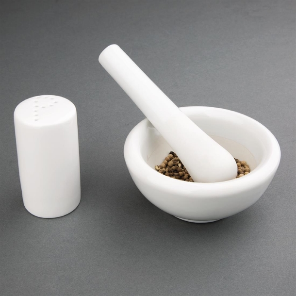 Vogue Porcelain Pestle and Mortar 115mm