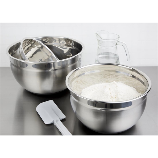 Vogue Stainless Steel Mixing Bowl with Silicone Base 5Ltr