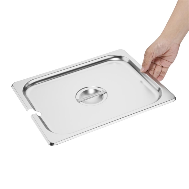 Vogue St/St GN Notched Lid - 1/2