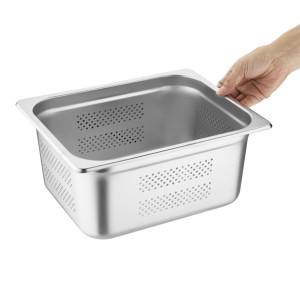 Vogue Stainless Steel Perforated 1/2 Gastronorm Tray 150mm