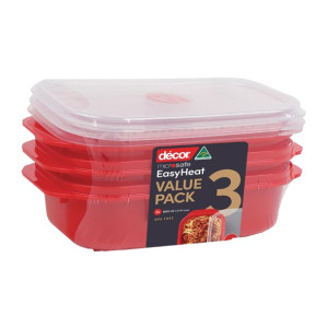 Décor Microsafe Oblong 900Ml 3Pk
