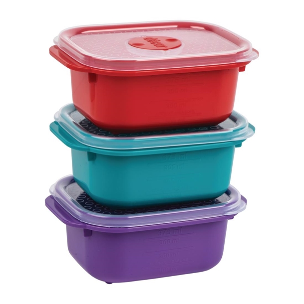 Décor Microsafe Oblong Assorted Food Container 375Ml (3 Pack)