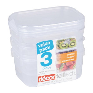 Decor TellFresh Food Storage Container 500ml (3 Pack)