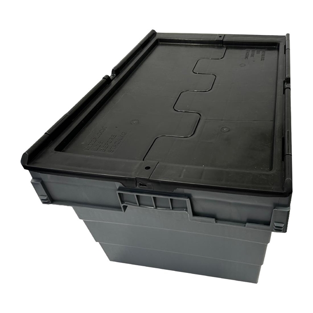 Vogue Plastic Transport Storage Crate with Attached Lid 600x400x320mm