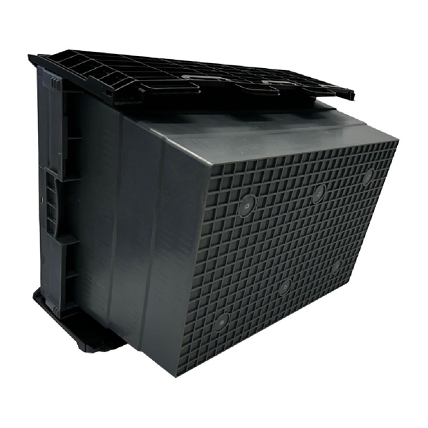 Vogue Plastic Transport Storage Crate with Attached Lid 600x400x320mm