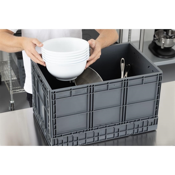 Vogue Plastic Folding Transport Storage Crate 594x396x353mm