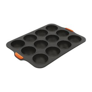 Bakemaster Reinforced Silicone Dome Tray 12 Cup (65x35mm) Grey - 35.5x24.5cm