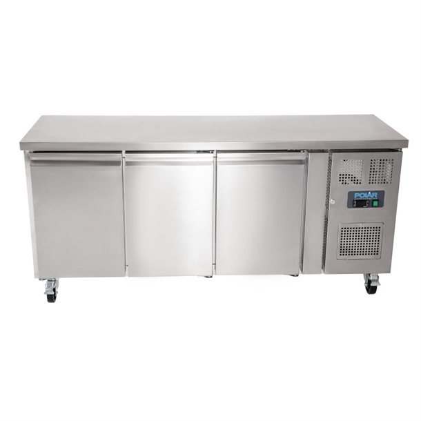 Polar U-Series Slimline Triple Door Counter Fridge 339Ltr