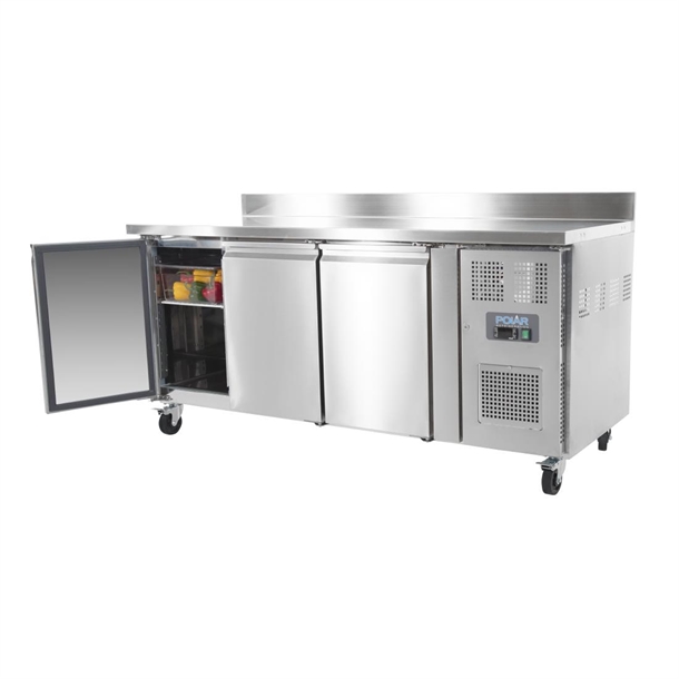 Polar U-Series Triple Door Counter Fridge with Upstand - 417Ltr