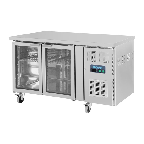 Polar U-Series 2 Door Counter Fridge with Glass Doors 205Ltr