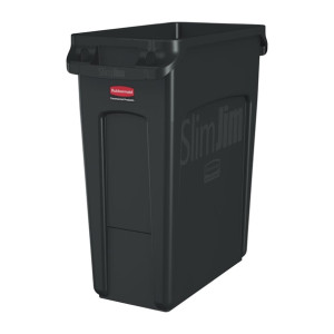 Rubbermaid Slim Jim Container with Venting Channels Black 61Ltr