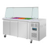 Polar U-Series GN Saladette Counter with Square Sneeze Guard 3 Door