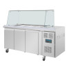 Polar U-Series GN Saladette Counter with Square Sneeze Guard 3 Door