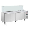Polar U-Series GN Saladette Counter with Square Sneeze Guard 4 Door