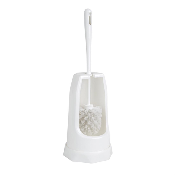 Jantex Round Toilet Brush & Holder - White