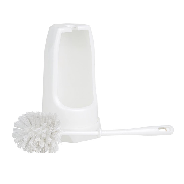 Jantex Round Toilet Brush & Holder - White