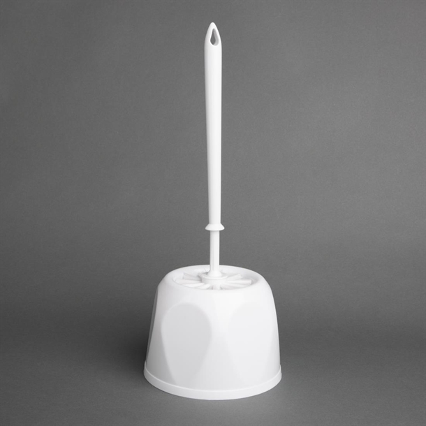 Nisbets Essentials Round White Toilet Brush & Holder