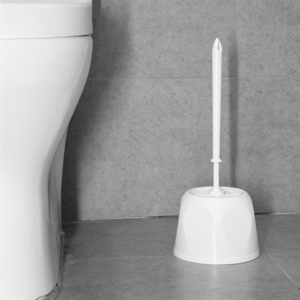 Nisbets Essentials Round White Toilet Brush & Holder