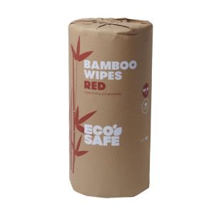 EcoSafe Bamboo Wipes 500mm x 300mm - 45m/90 Wipes/Roll - Red