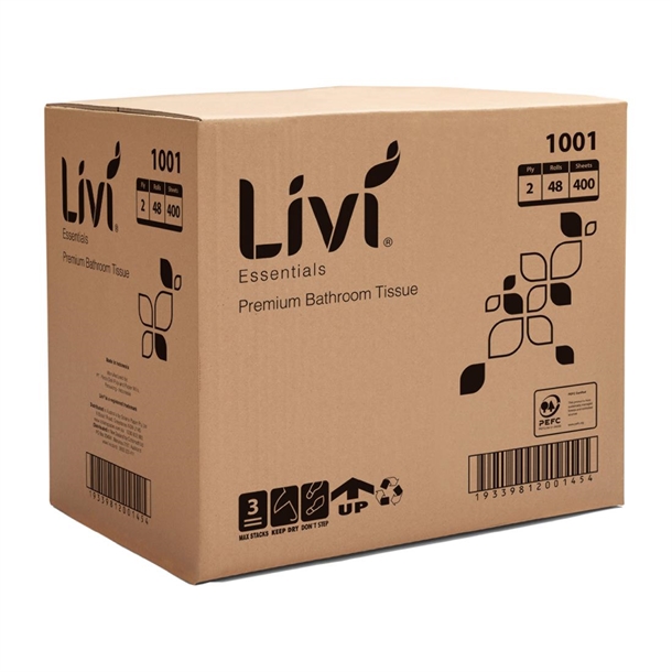 Livi Essentials Toilet Tissue 2 Ply 400 Sheets (Pack 48)