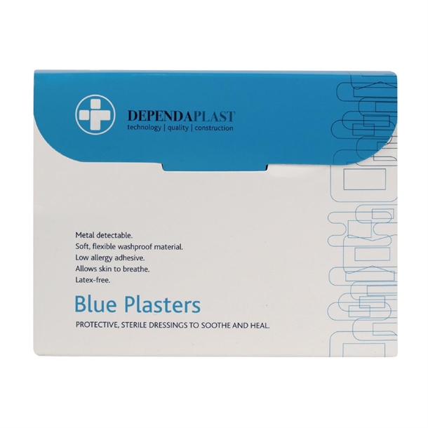 Dependaplast Blue Food Area Plasters 70mmx20mm (100 Pack)