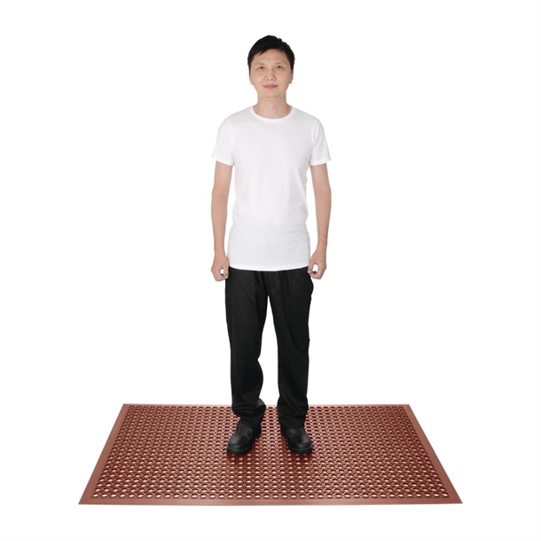 Jantex Rubber Grease-resistant Anti-Fatigue Mat Red - 1500 x 900mm