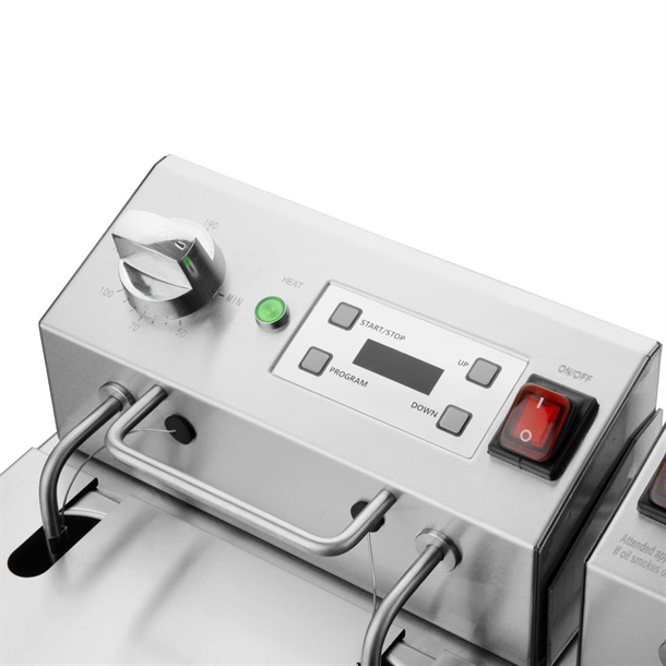Apuro  Double Electric Fryer with Timer 2x5Ltr