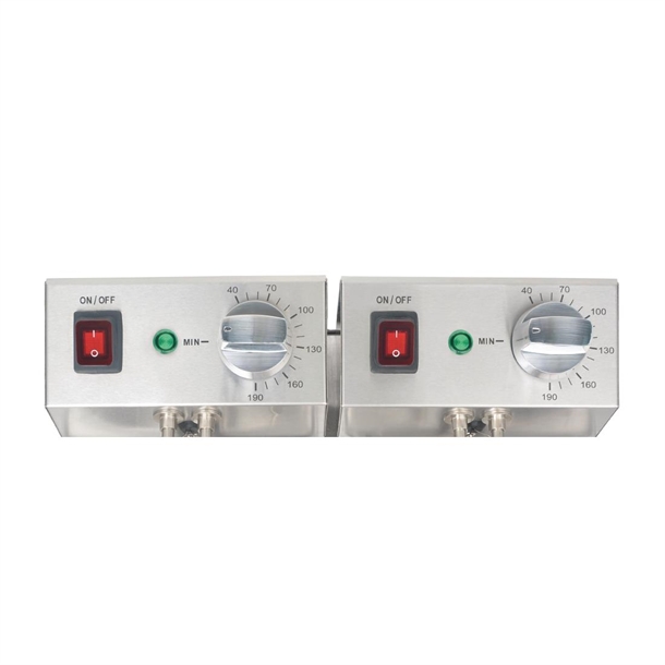 Apuro Twin Tank & Basket Countertop Fryer 2x 3Ltr