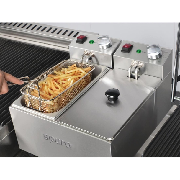 Apuro Twin Tank & Basket Countertop Fryer 2x 3Ltr
