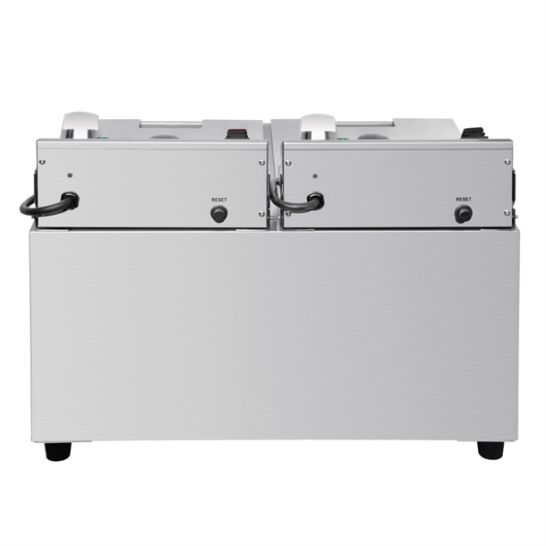 Apuro Twin Tank Fryer with Timer - 2x8Ltr - 2.9kW