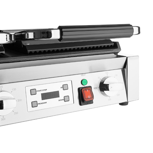 Apuro Double Contact Grill Flat Base Ribbed Top Plate