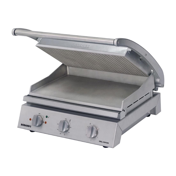 Roband 8 Slice Grill Station 2990w Ribbed Top Plate & Smooth Bottom GSA815R