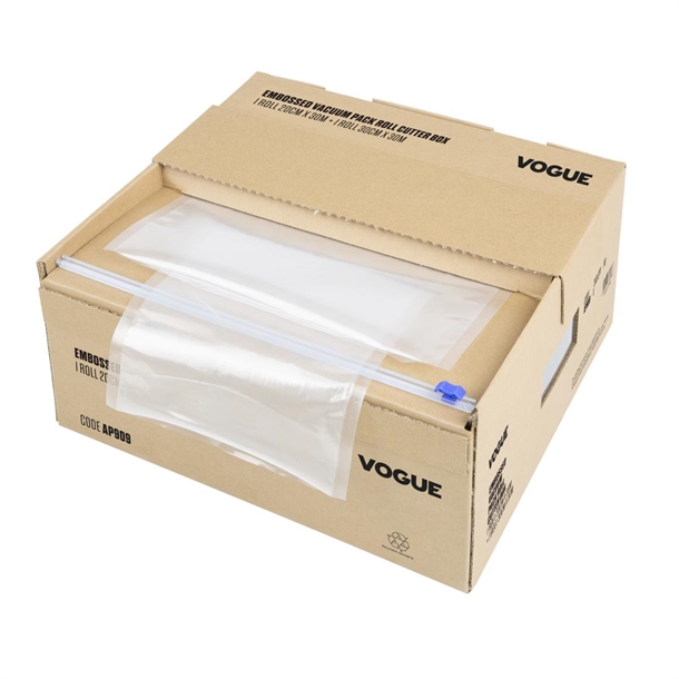 Vogue Vacuum Pack Roll with Cutter Box (Embossed) 200mm & 300mm Twin Pack