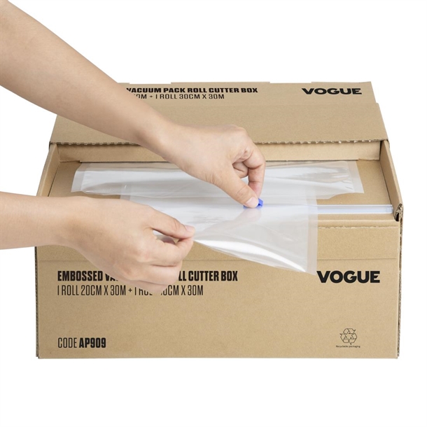 Vogue Vacuum Pack Roll with Cutter Box (Embossed) 200mm & 300mm Twin Pack