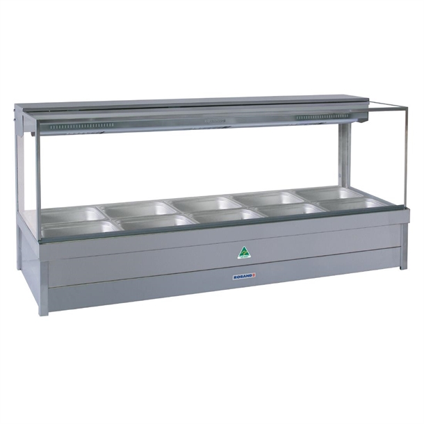Roband Square Glass Hot Foodbar S25RD 10 Pans Double Row Rear Roller