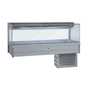 Roband Square Glass Refrigerated Foodbar Double Row Rear Roller Door 10x1/2 65mm