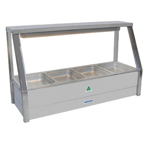 Roband Food Bar E14 Single Row Straight Glass with 4x1/2Size 65mm Pans