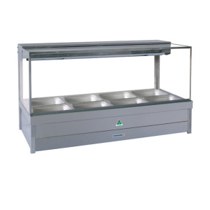 Roband Square Glass Hot Foodbar S23 6 Pans Double Row - 1030x615x750mm